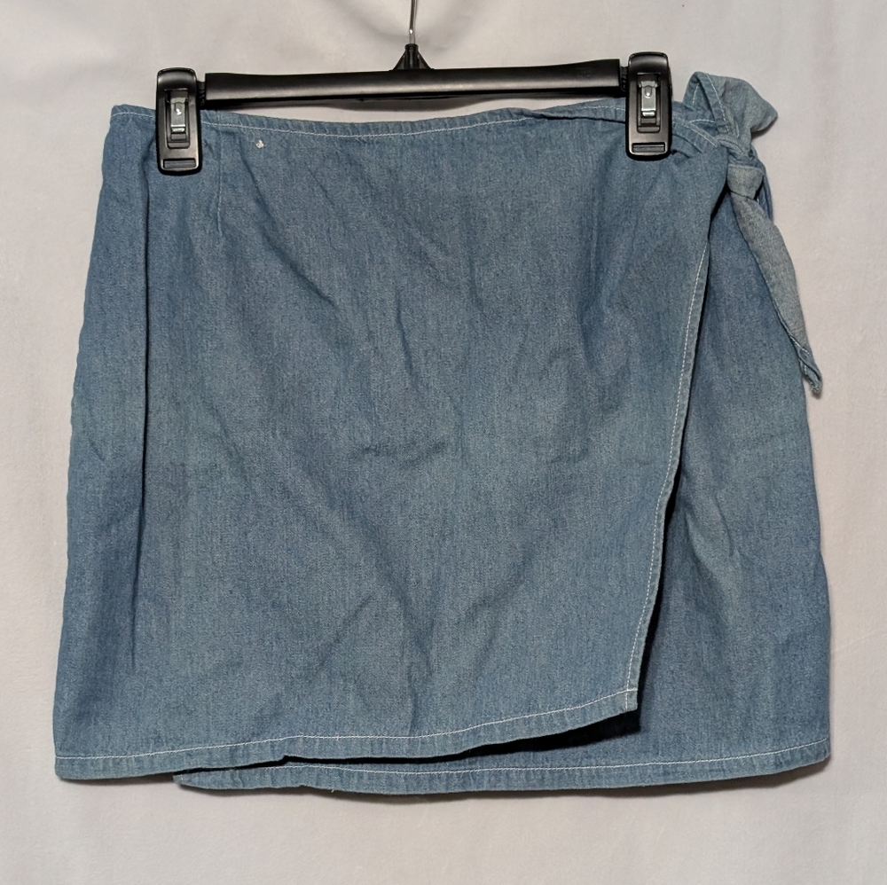 Women's Chambray Side-Tying Wrap Skirt See Photos For Measurements